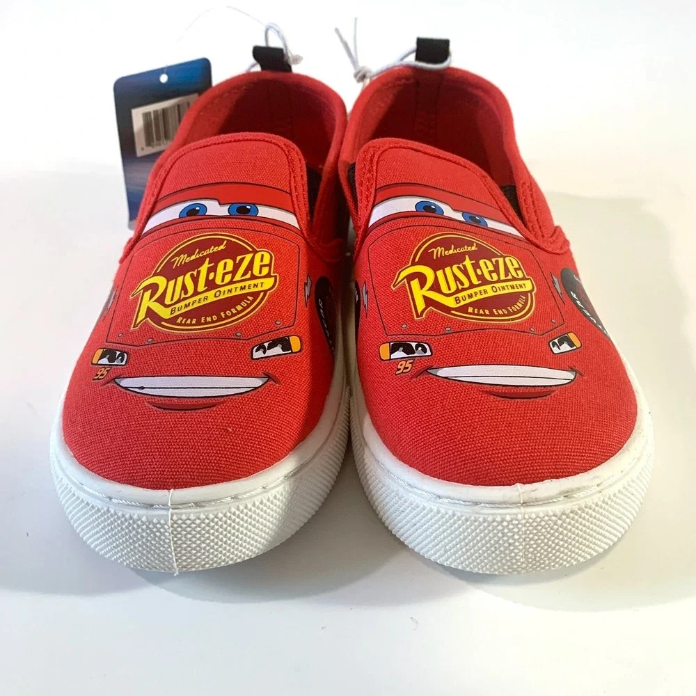 Disney Pixar Cars Lightning McQueen Canvas Slip On Shoes Rust-eze Youth Sz‎ 12